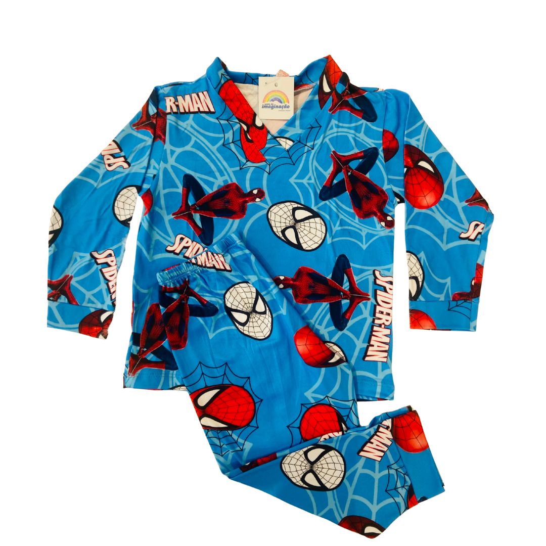 Pijama Infantil Manga Longa Homem-Aranha Teia