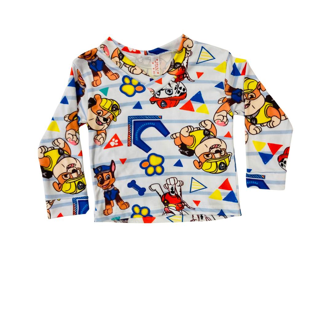 Pijama Infantil Manga Longa Patrulha Canina Branco
