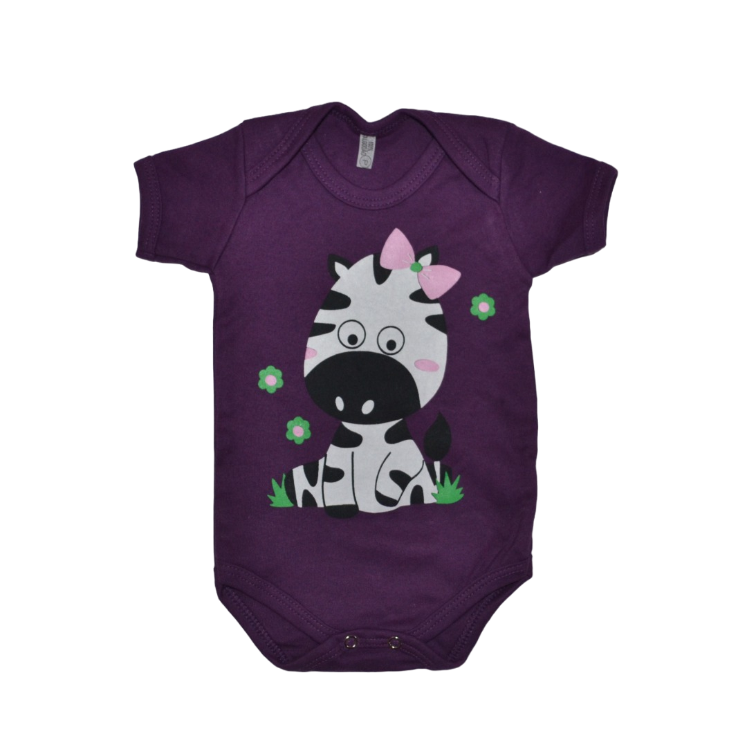 Body Bebê Zebra Roxa