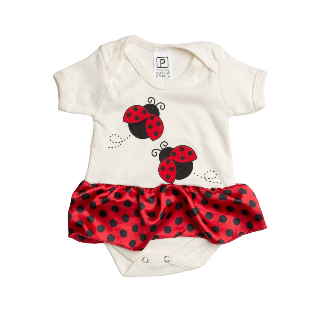 Body Bebê Joaninha Com Saia