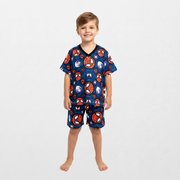 Pijama Infantil Manga Curta Homem-Aranha Azul