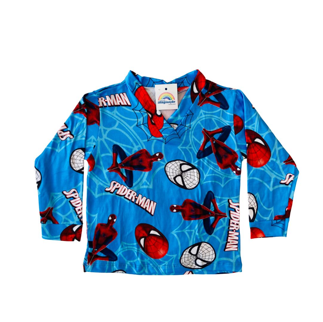 Pijama Infantil Manga Longa Homem-Aranha Teia