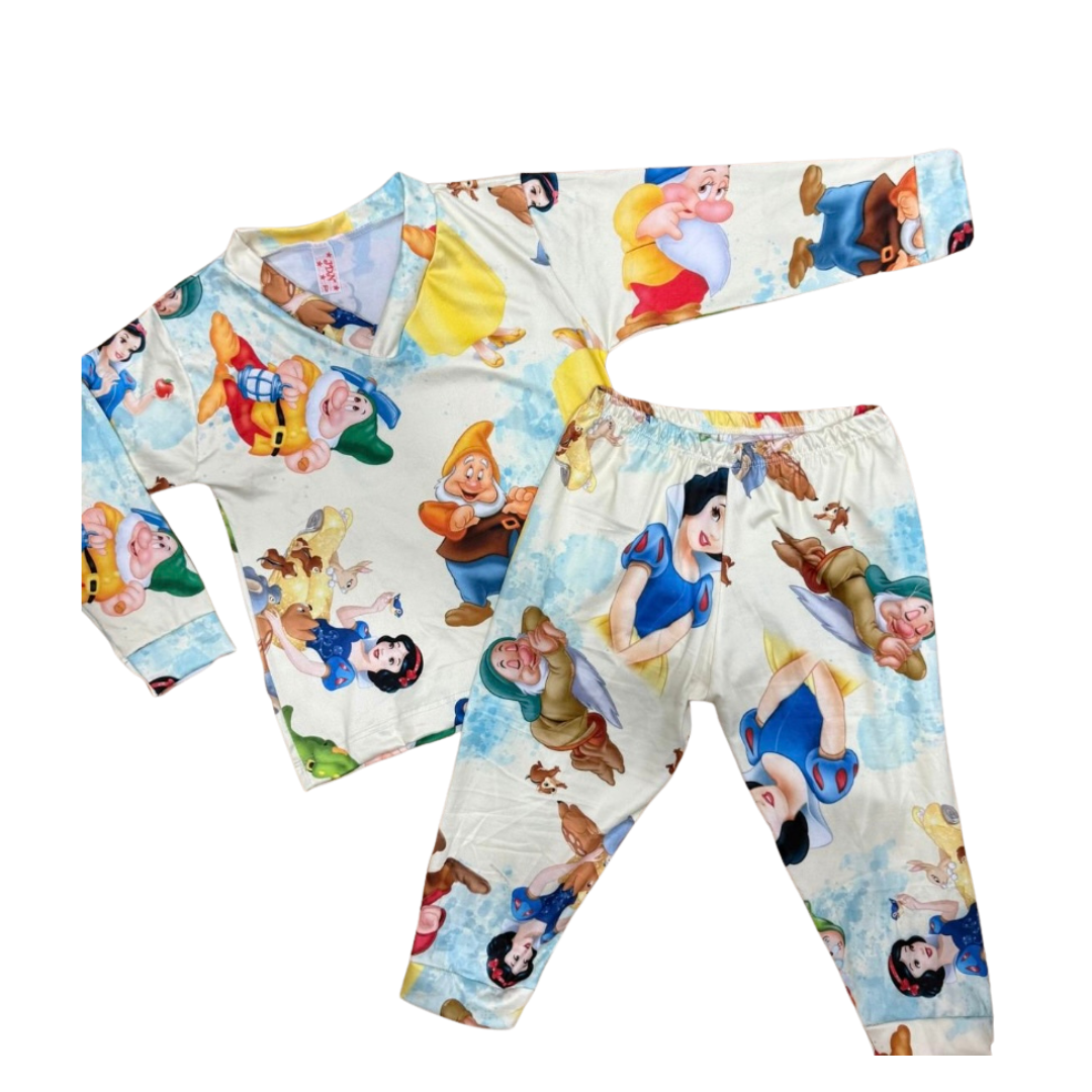Pijama Infantil Manga Longa Branca de Neve