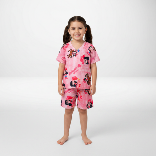 Pijama Infantil Manga Curta Bela e a Fera