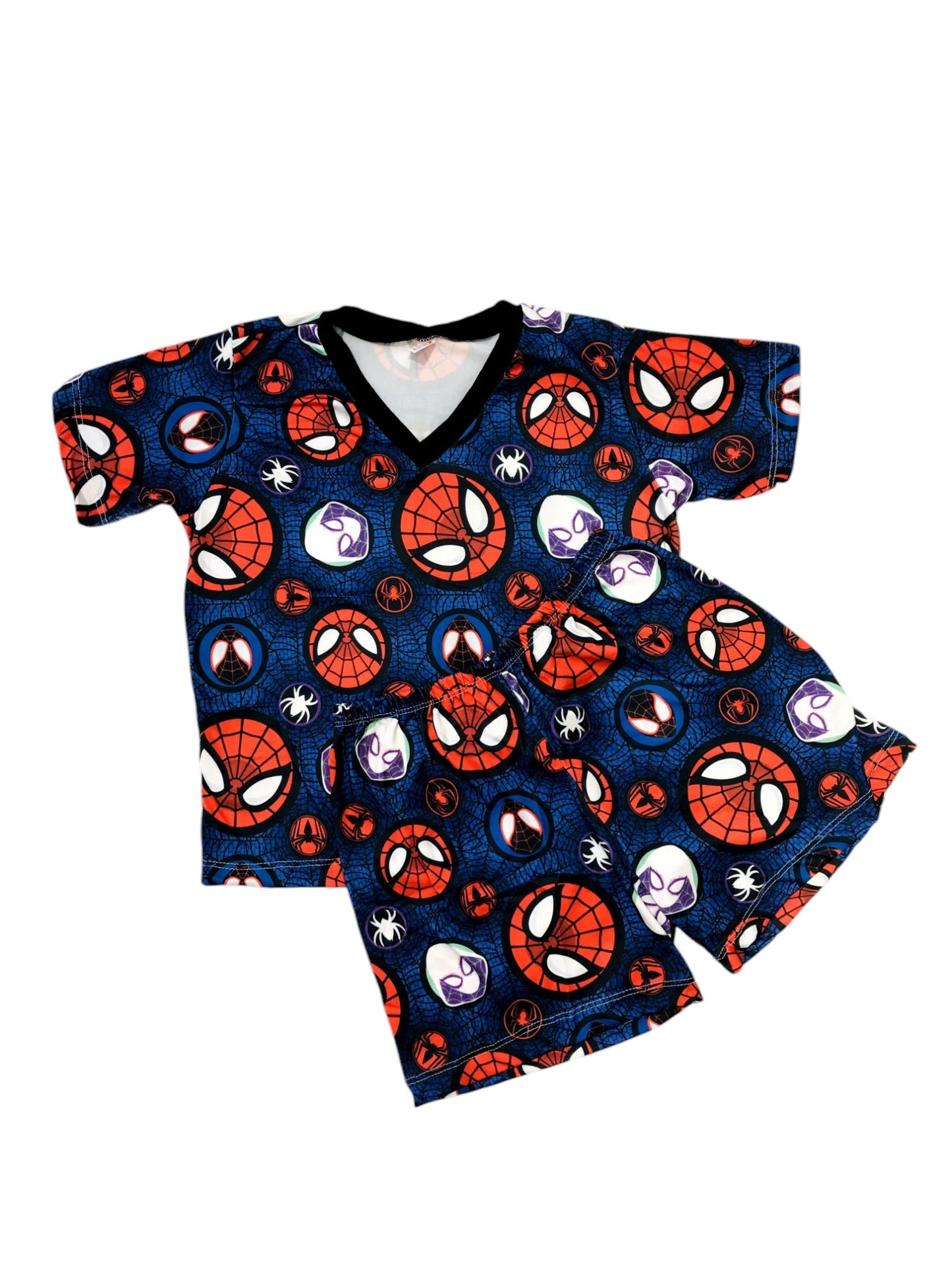Pijama Infantil Manga Curta Homem-Aranha Azul