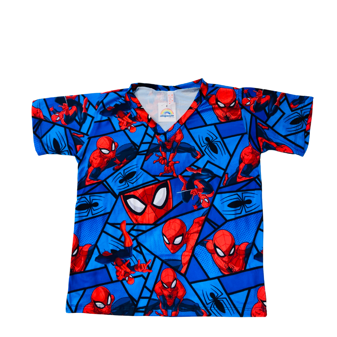 Pijama Infantil Manga Curta Homem-Aranha Rosto