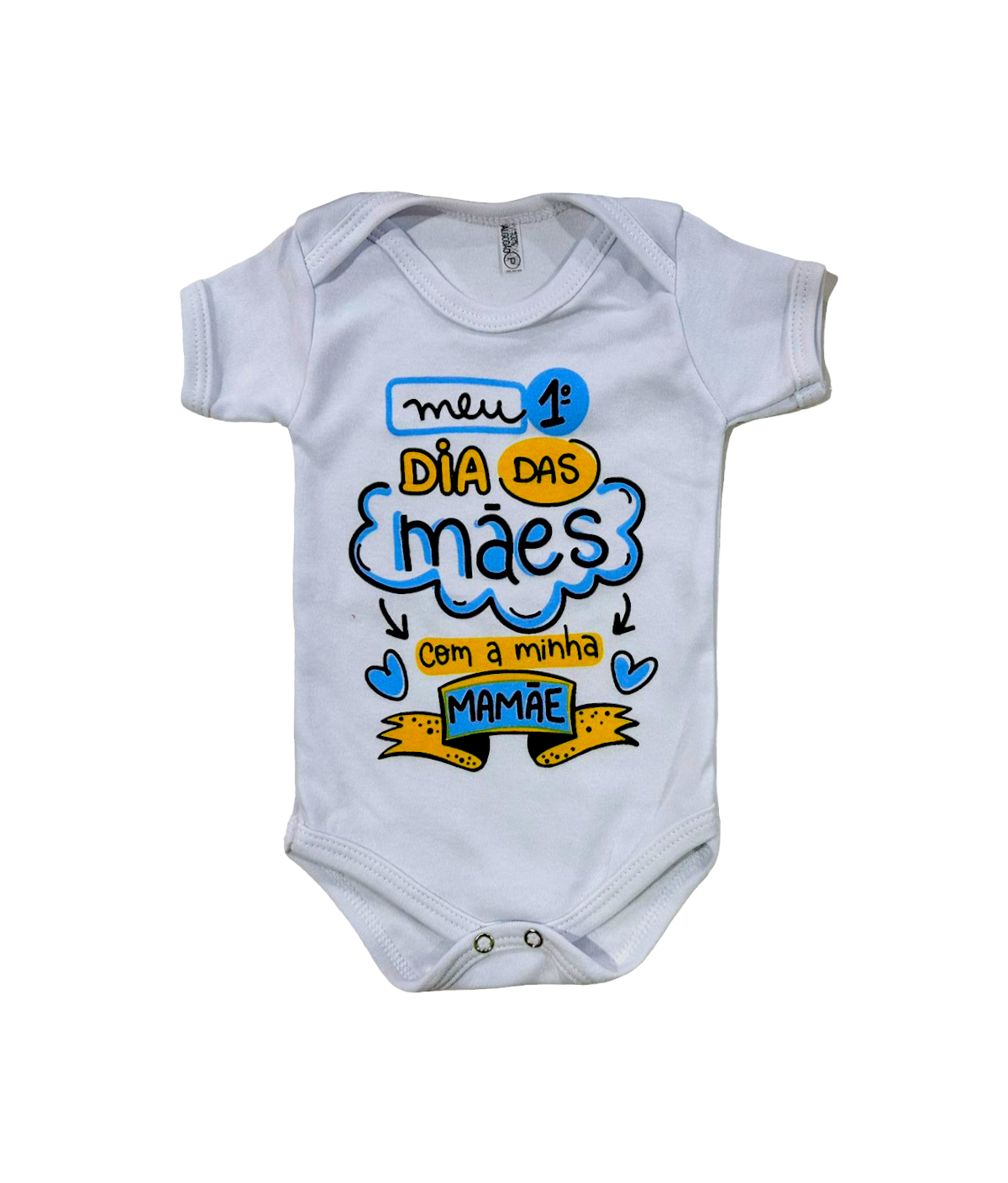 Body Bebê 1 Dia das Mães Branco com Azul