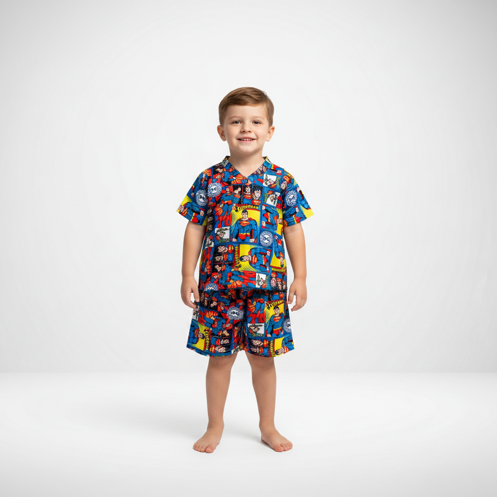 Pijama Infantil Manga Curta Super-Homem