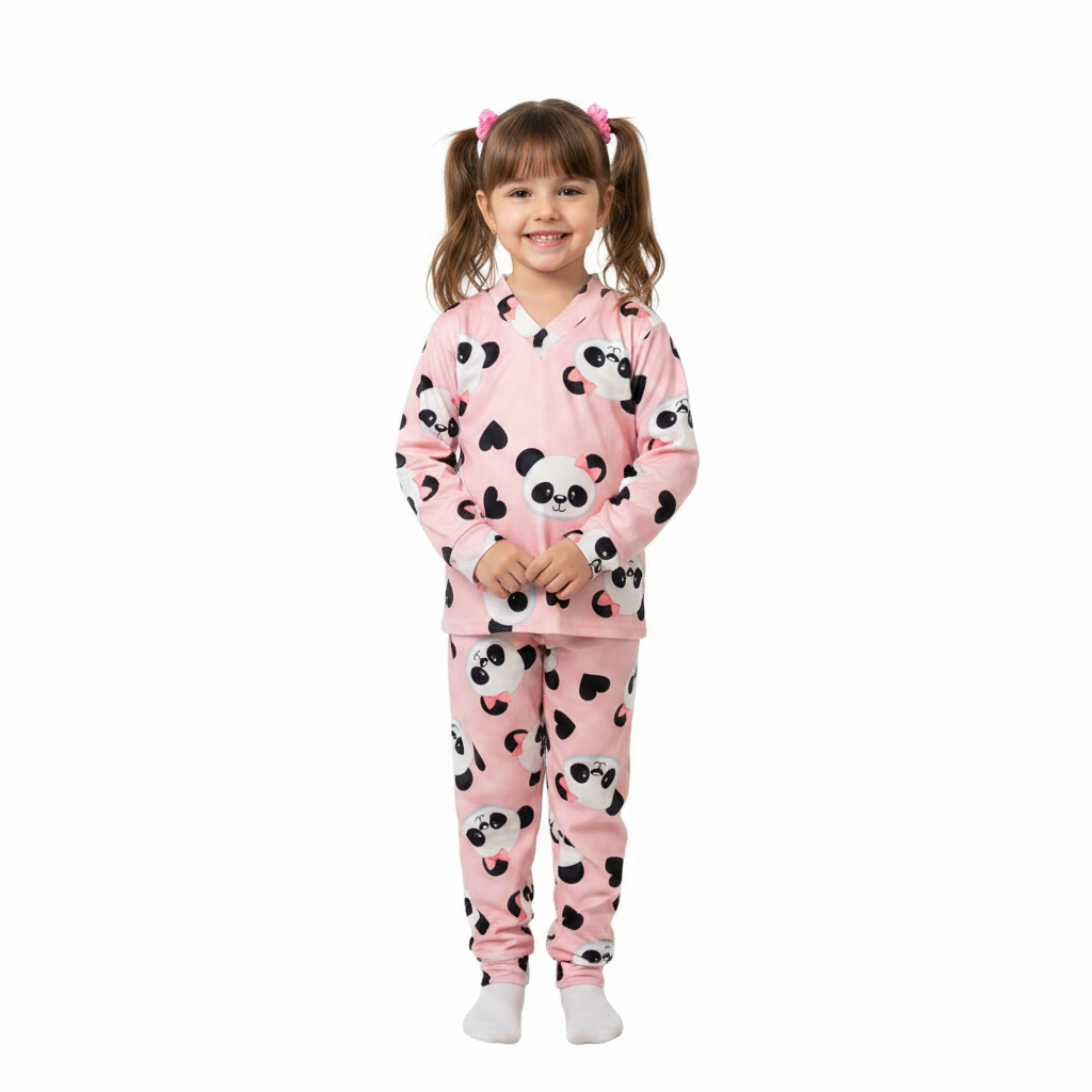 Pijama Infantil Manga Longa Pandinha
