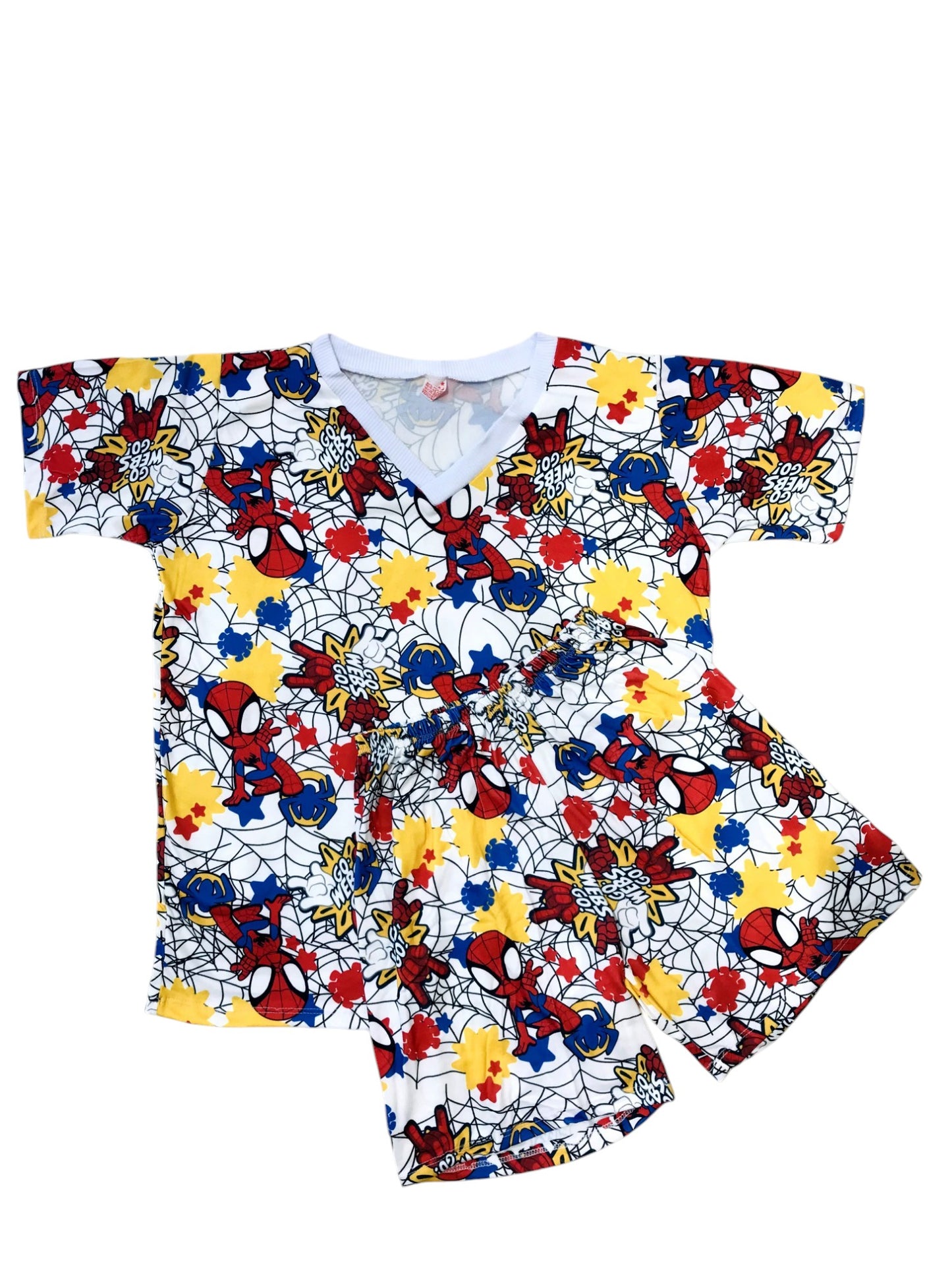 Pijama Infantil Manga Curta Homem-Aranha Branco