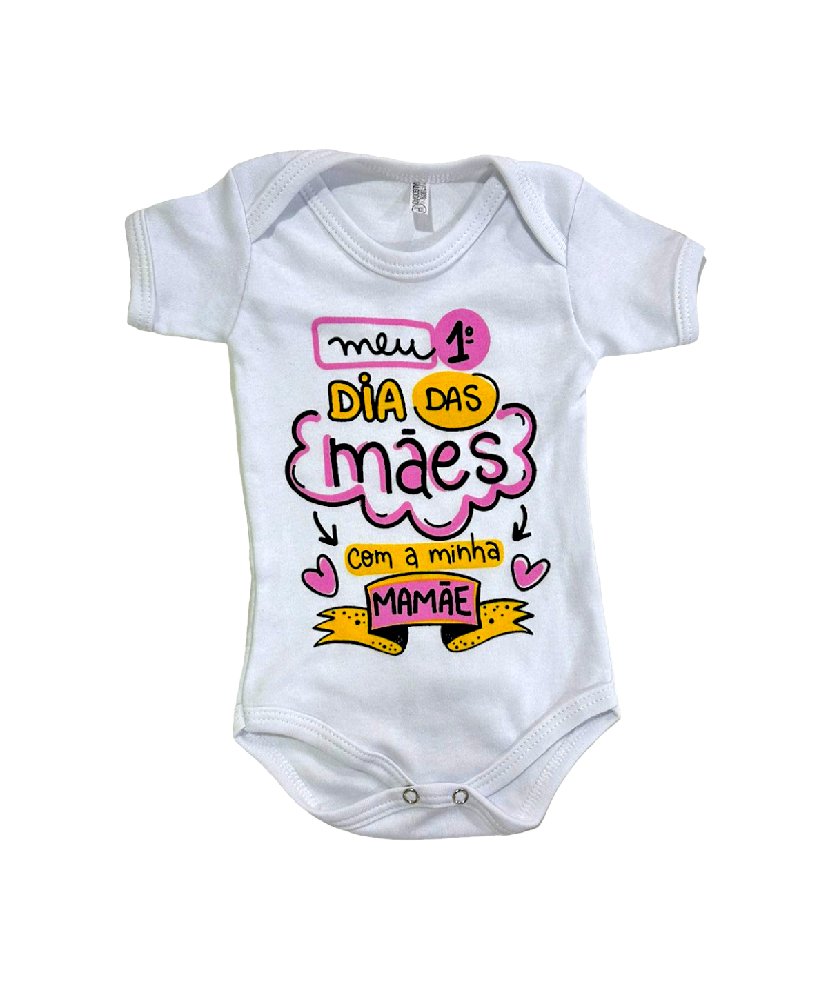Body Bebê 1 Dias das Mães Branco com Rosa