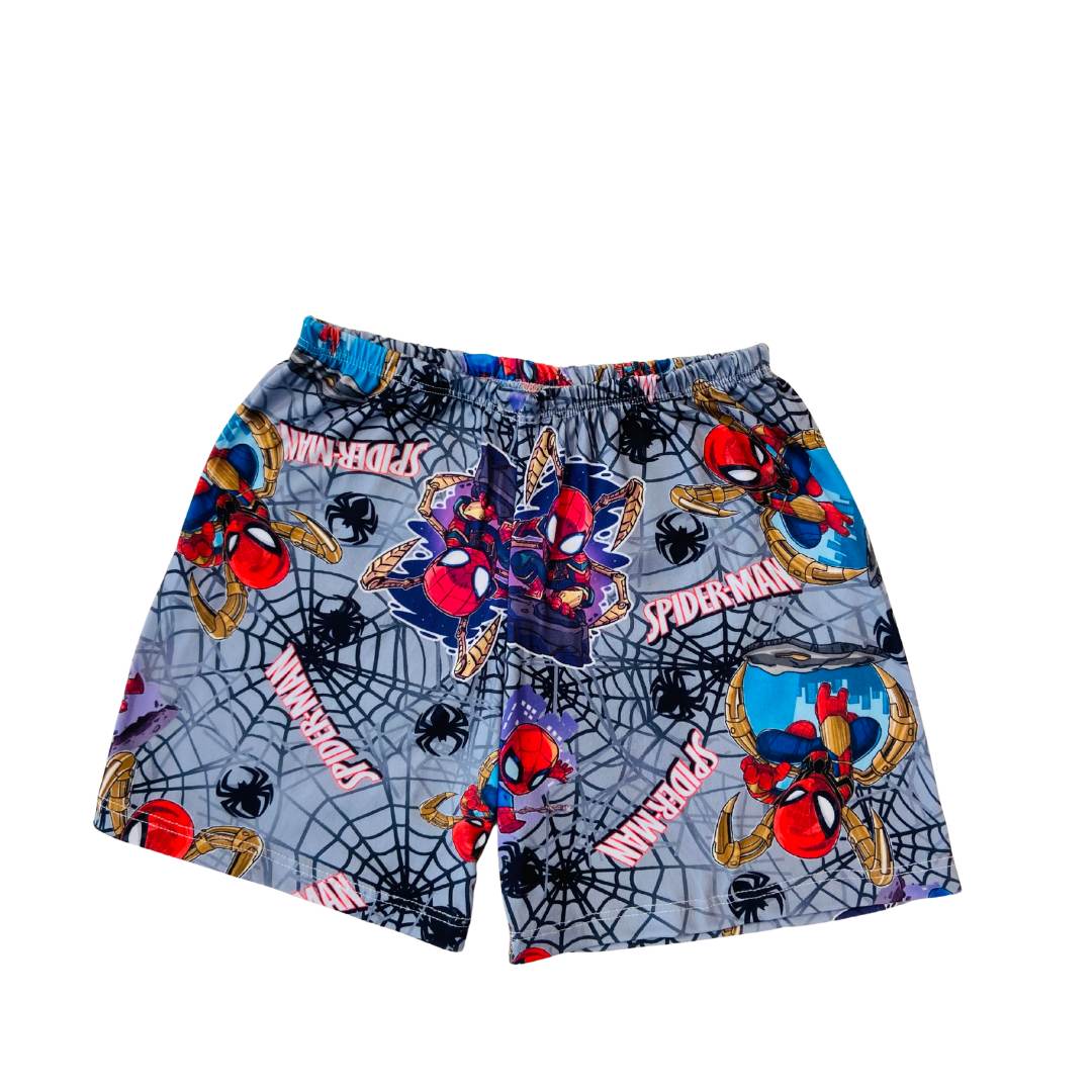 Pijama Infantil Manga Curta Homem-Aranha Cinza