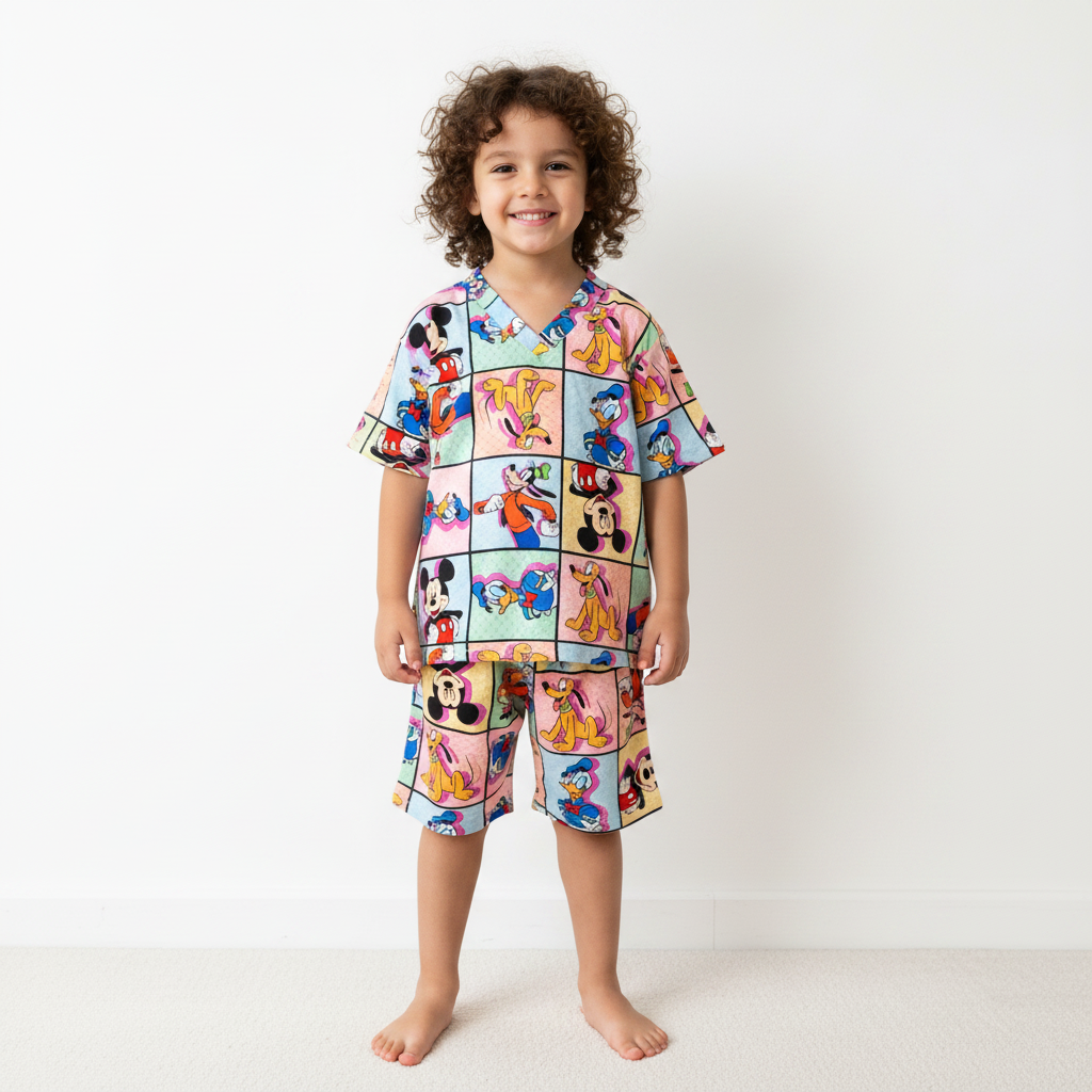 Pijama Infantil Manga Curta Turma do Mickey
