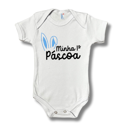Body Bebê 1º Páscoa Orelha Azul